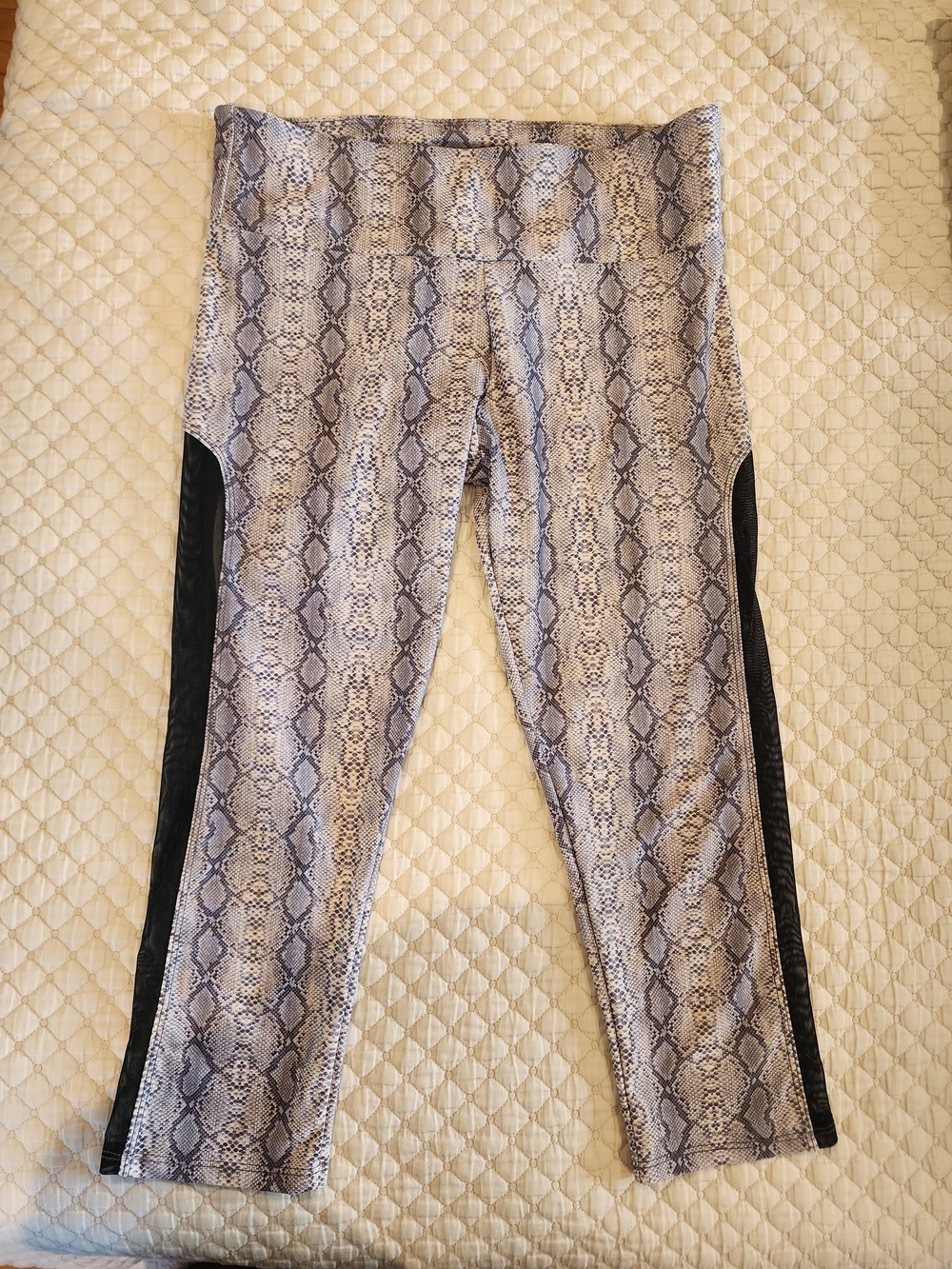 Snake Print Capris with Black Side Panels - Women